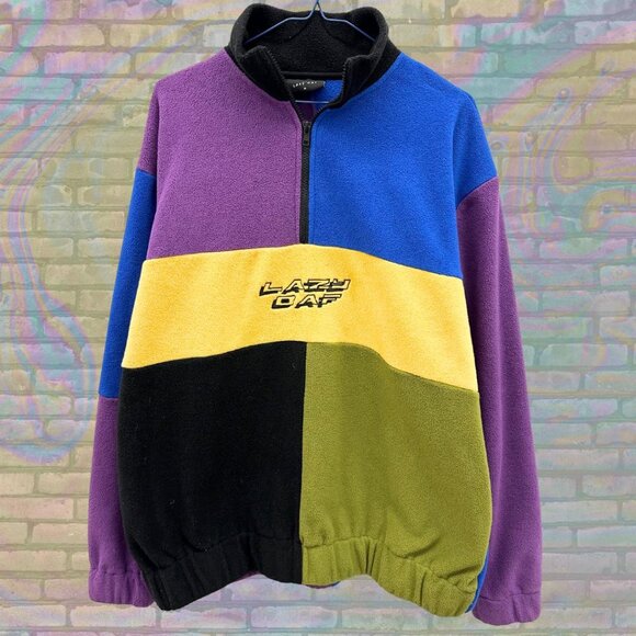 Lazy Oaf Colorblock Oversized Fleece Jacket - Size Medium (Fits 2XL) - Picture 1 of 5